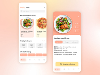 Recipe Mobile App adobe xd adobexd android application cook design app flat food food and drink food app healthy food ingredient ios mobile recipe recipe app recipes ui user interface userinterface