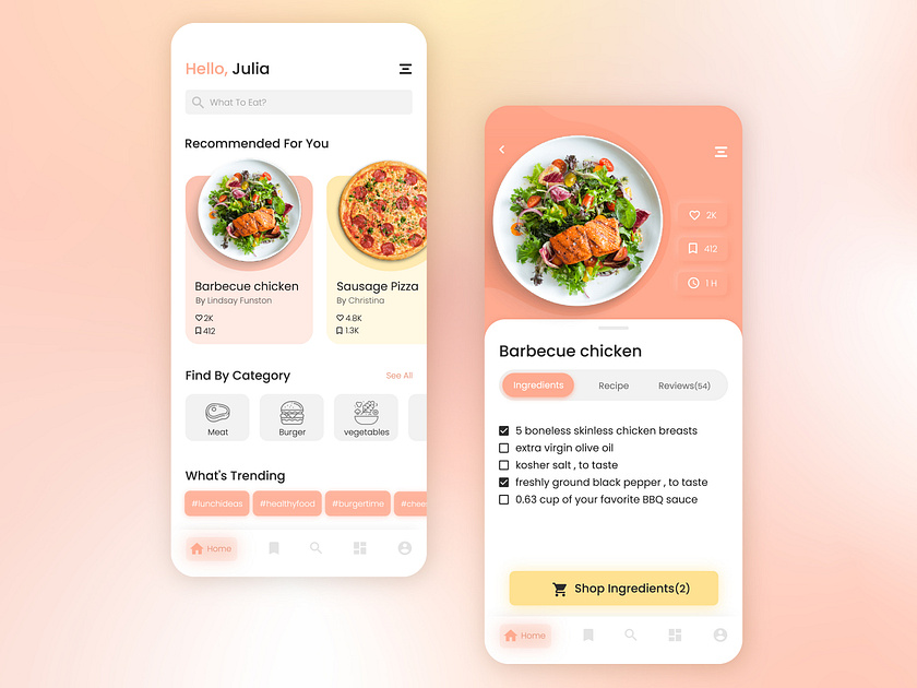 Recipe Mobile App by Fateme on Dribbble