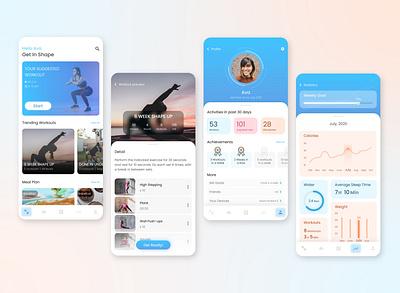 workout application🏋️‍♂️ adobe adobe xd adobexd application design design app fitness fitness app flat gym gym app health sport ui user interface userinterface workout