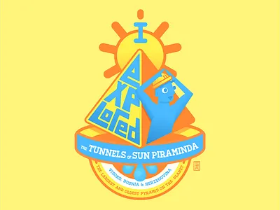 Explorer Patch : The Piramida of the Sun ⛰☀️ adventure badge bosnia europe expedition explorer hard hat illustration outdoors pyramid sun tunnels