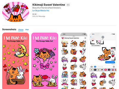 Kikimoji Sweet Valentine iOS sticker pack