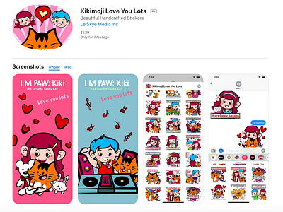 Kikimoji Love You Lots iOS sticker pack app