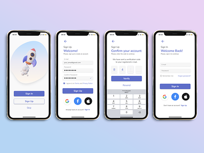 Sign in & Sign up 3d app challenge daily ui designuser experience figma login loginscreen mobile sign in sign up ui ui design uidesign user interface userinterface ux ux design uxdesign verify code