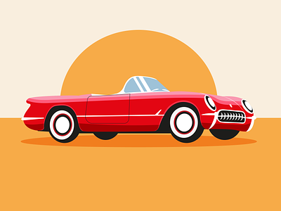 Retro car 1953 chevrolet corvette car design graphic design illustration logo mockup retro vector