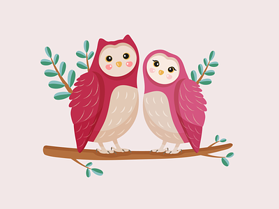 Owls and love branding design graphic design illustration logo love owl owls valentinesday vector