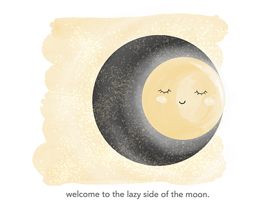 the lazy side of the moon childrens illustration cosy illustration moon night sweet yellow