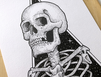Skull art black white drawing illustration ink skull