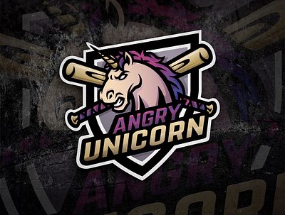 Angry Unicorn design logo vector