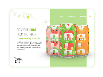 yolo juice landing page branding design flat logo package design