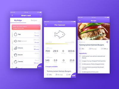 Time To Eat app app b2c business cooking fish interactive interface product recipe ui ux