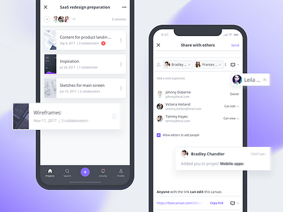 Visual team collaboration tool app business interface ios iphone x mobile product saas sketch ui ux