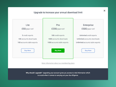 Upgrade Overlay V2 buy layer modal payment plans pricing subscribe ui upgrade view web website