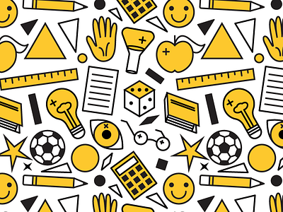 School Readiness Pattern geometric irc nonprofit print school smile soccer yellow