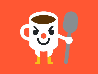 Fired-Up Coffee Cup art avatar character coffee drink energy food happy hot icon illustration spoon