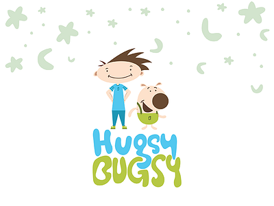 HugsyBugsy branding character design flat illustration lettering logo type typography ux vector web