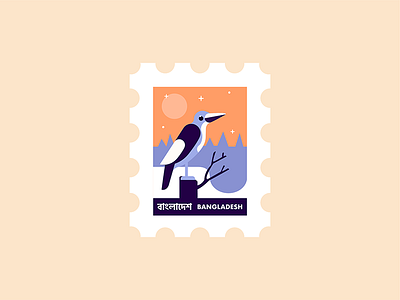 Bangladeshi Stamps clean design flat icon illustration sketch stamp vector