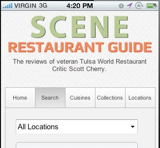 Scene Restaurant Guide - iPhone mobile web design