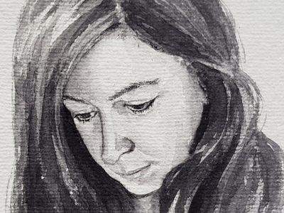 Black'n'white illustration portrait sketch watercolor watercolour