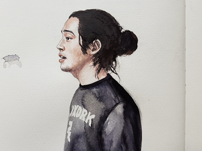 Kim illustration portrait sketch watercolor watercolour