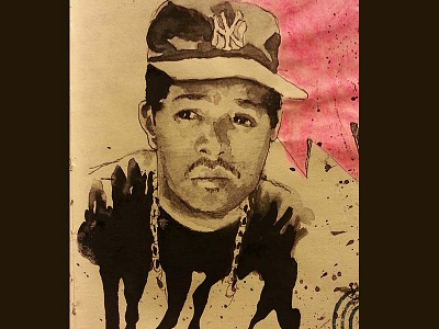 RunDMC black and white chain illustration music portrait rapper run dmc watercolor watercolour