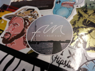 Fin Sticker brand logo sea sticker waves