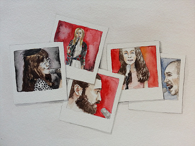 Watercolor Polaroid diary hand made illustration paper watercolor