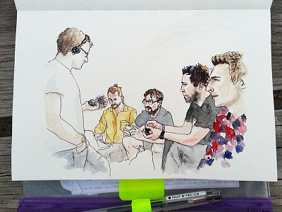 Podcast Team diary hand made illustration paper watercolor