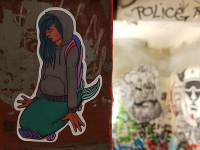 Skatemaid Sticker illustration portrait skate sticker vektor