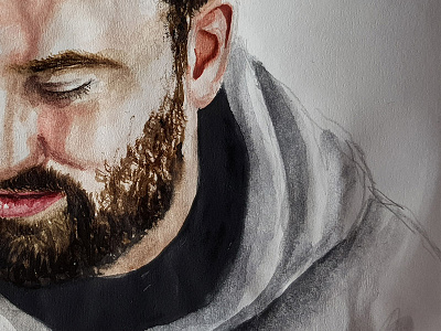 Let me think analogue aquarell closeup drawn hand made handmade illustration moment paper portrait watercolor watercolour