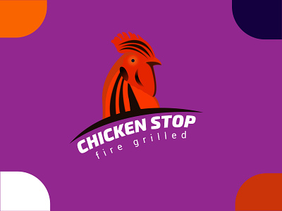 chicken stop combination mark logo brand design brand identity design flat icon illustration logo logodesign minimal vector