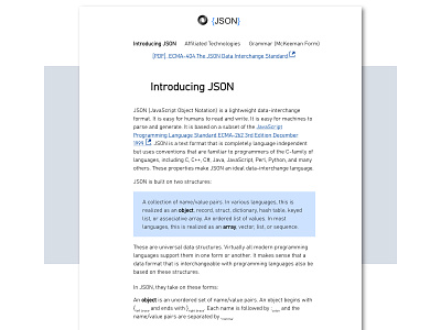 Introducing JSON - Desktop Display blue branding documentation illustration javascript json logo mobile design typography webdesign