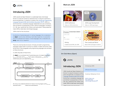 Introducing JSON - Tablet Display blue branding documentation future javascript json mobile design ui ux webdesign