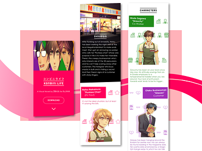 Konbini Life - Mobile Display 1/2 2birds comedy game art konbini life otome otome game romance ui ui deisgn