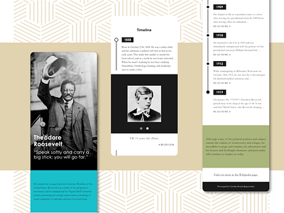 Theodore Roosevelt (Mobile Display) article history timeline timeline page tribute tribute page uiux userinterface webdesign