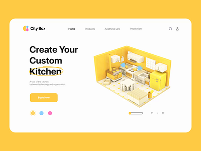 3D Project - Kitchen Box 3d animation clean design icon logo motion graphics ui ux website