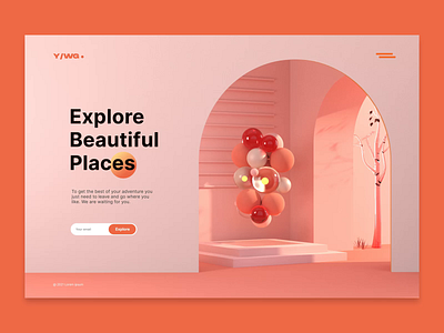 Landing Page Travel 3d animation clean design motion graphics ui