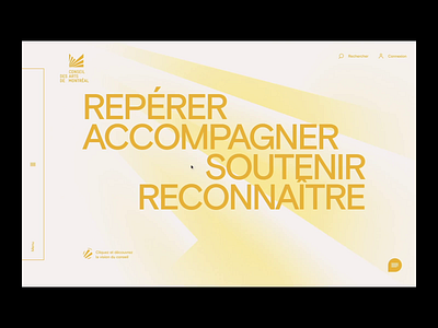 Conseil des arts de Montréal™ · Cover Homepage animation art direction cover cursor gradient identity interactive interactive design interface slider typography webdesign