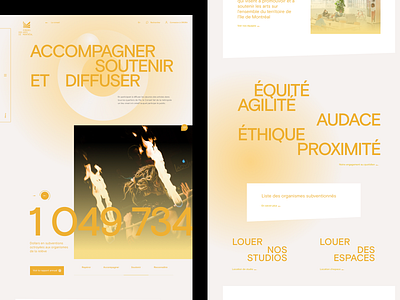 Conseil des arts de Montréal™ · Editorial Page animation art direction branding design editorial gradient interactive interface push slider slider design typo typography webdesign