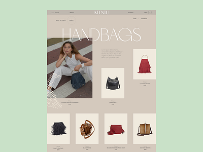 Keentu™ · Category Page africa african african woman art direction bag category ecommerce fashion grid hover interactive interface menu shop typo typography ui web design webdesign