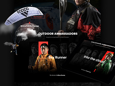 adidas™ Claim Freedom · Switch athletes celebration phase adidas animation art direction communication dark homepage interactive interface sports outdoor ui ux webdesign