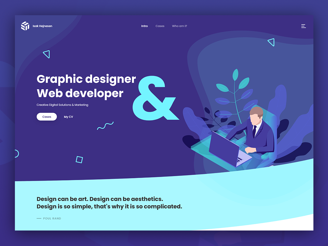 Graphic deisgner & web developer portfolio landing page by Isak ...