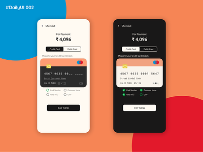 Payment Checkout Page (#dailyui #002) 002 credit card dailyui dailyui002 dark mode dark theme mobile