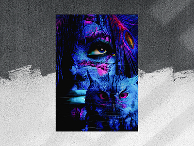 OZHOX & THE WARRIOR beautiful blue face graphic design illustration photoshop poster war