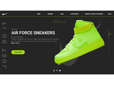 Nike UI Design landing page nike ui design webdesign