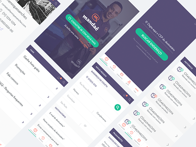 Redesign - App - Mandae checkout cover flat identity interface layout mobile profile startup ui ux wireframe