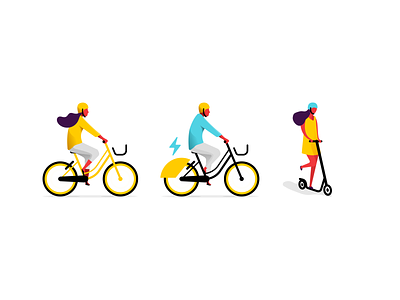Illustrations - Yellow App app bike design flat identity illustration illustration art layout scooter vector