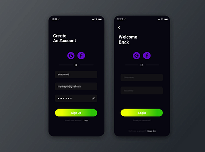 Daily UI #01 - Hello Dribble, here is my first shot! app design create account dailyui dailyuichallenge login login page mobile app mobile design sign up ui