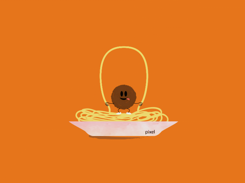 Spaghetti jumping 2danimation illustraion