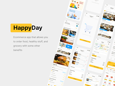 HappyDay App for food delivery animation design illustration logo ui uidesign ux ux ui ux design uxdesign uxui
