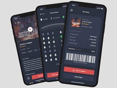 Cinema Ticket Reservation App design illustration logo ui uidesign ux ux ui ux design uxdesign uxui